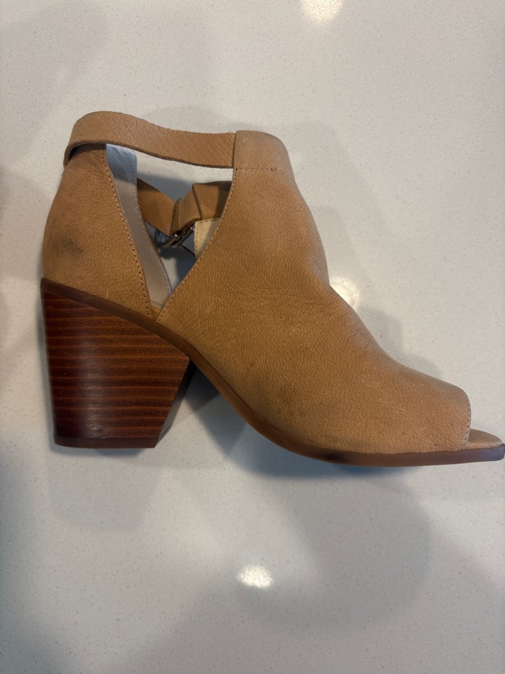 Sole Society Tan Open-Toe Leather Ankle-Strap Mules - Picture 9 of 17